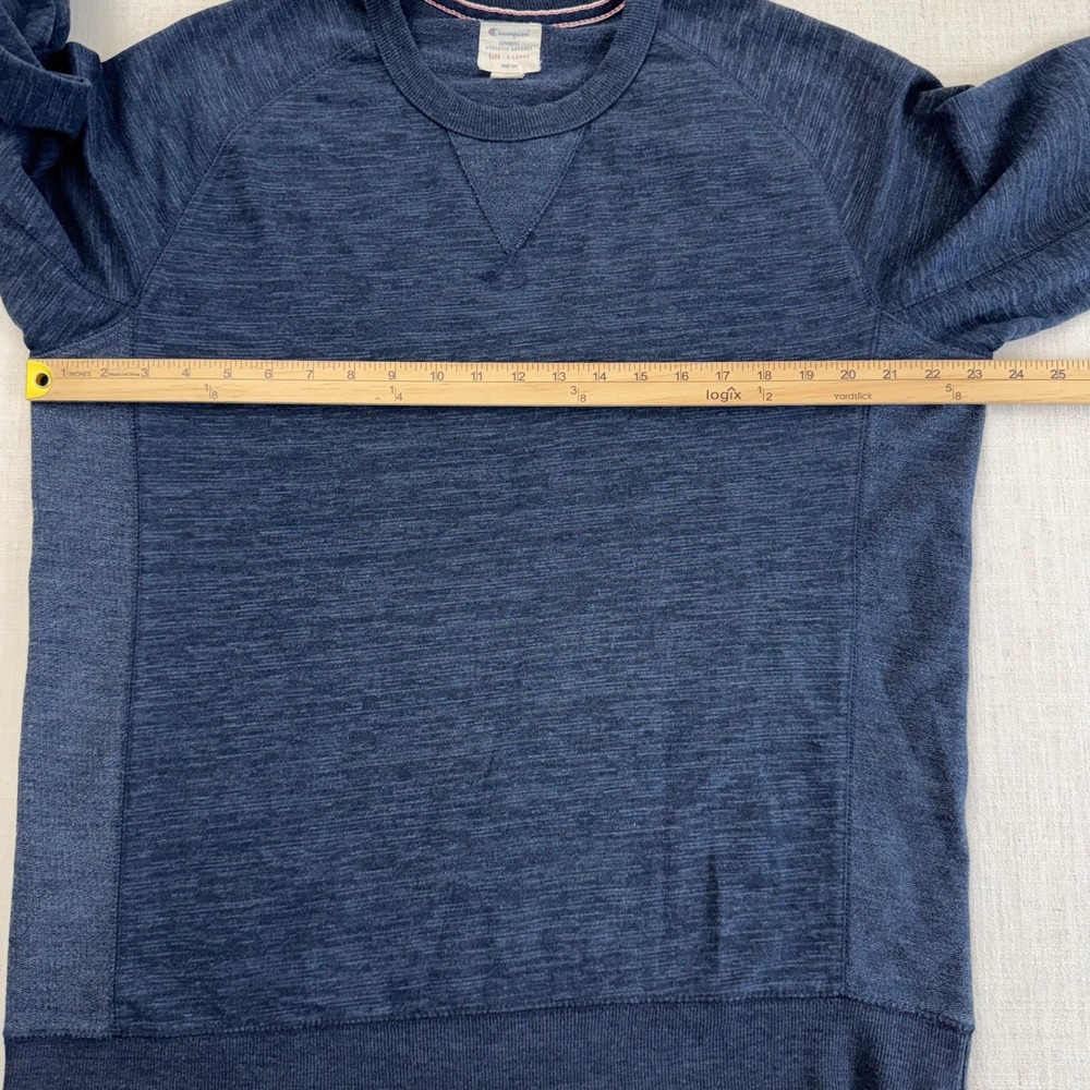 Y2K Champion Mens Crewneck Sweatshirt XL Blue Heather Raglan Athletic Pullover - Picture 8 of 13